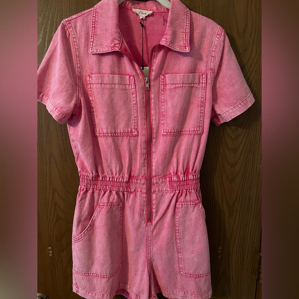 Adorable pink romper/ shirt jumpsuit